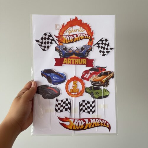 Topo de Bolo Hot Wheels