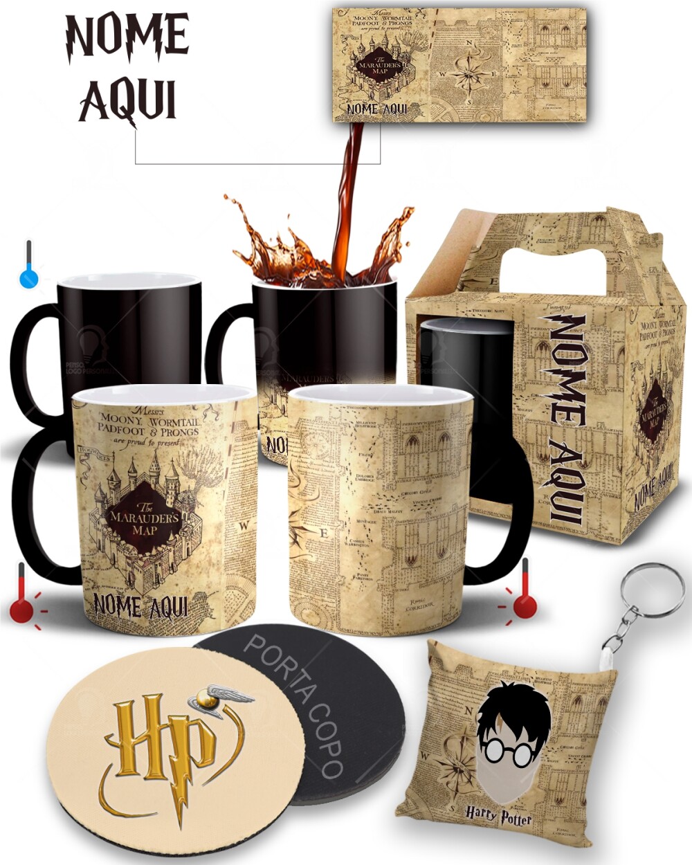 Caneca Mágica Harry Potter com Nome Personalizado