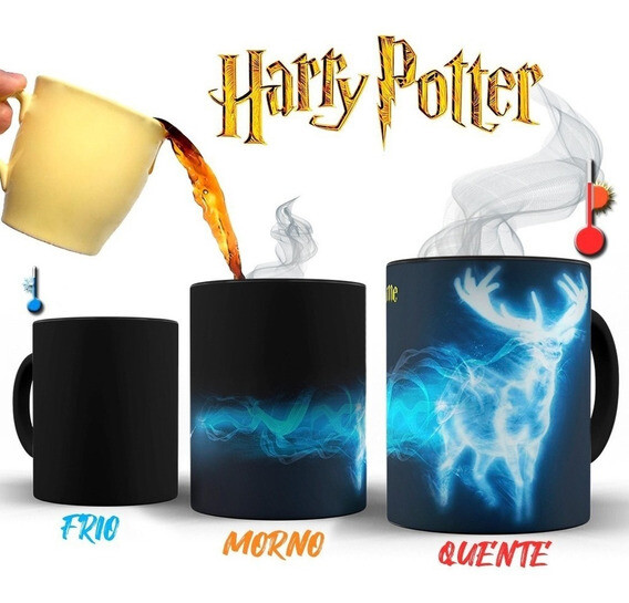 Caneca Mágica Harry Potter com Nome Personalizado Expecto patron