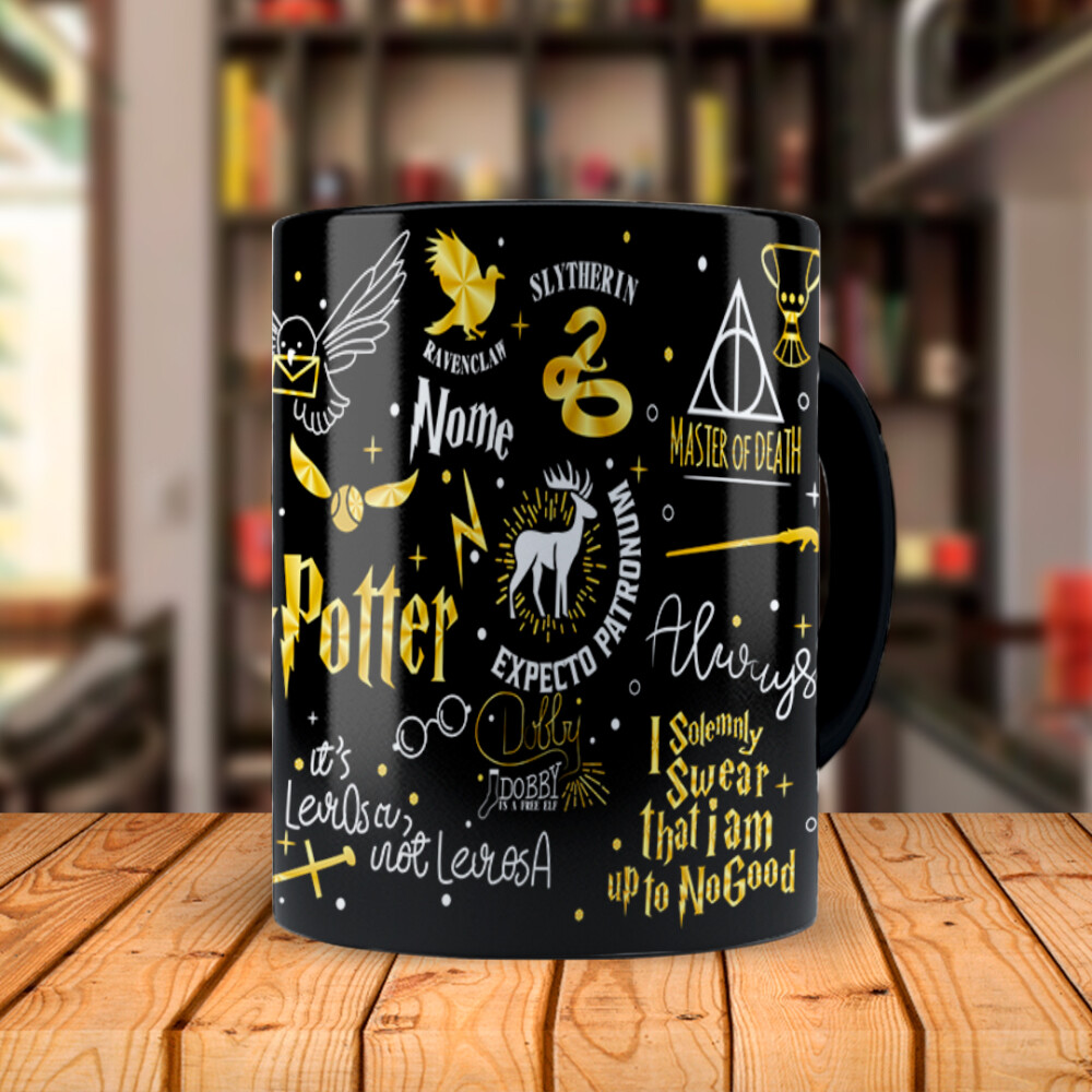 Caneca Mágica Harry Potter Clássica + Kit com Nome Personalizad