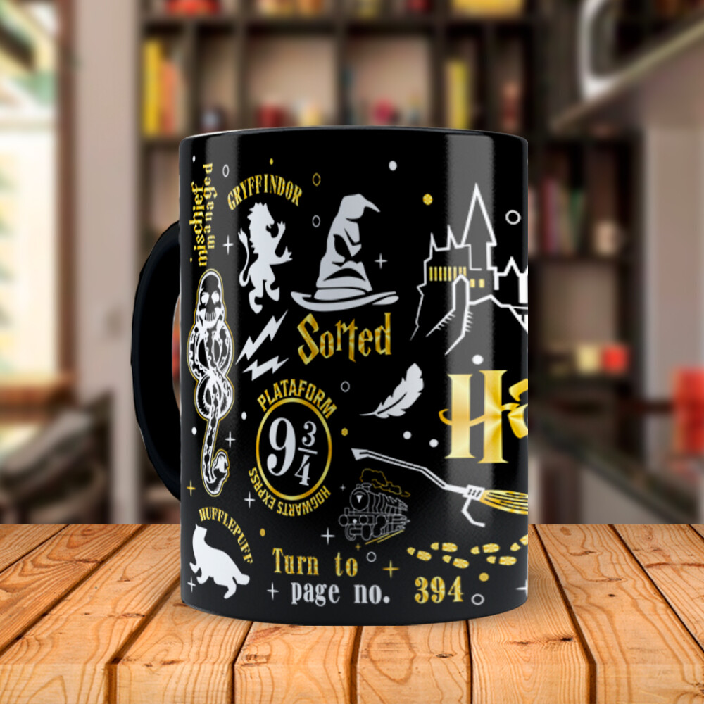 Caneca Mágica Harry Potter Clássica + Kit com Nome Personalizad