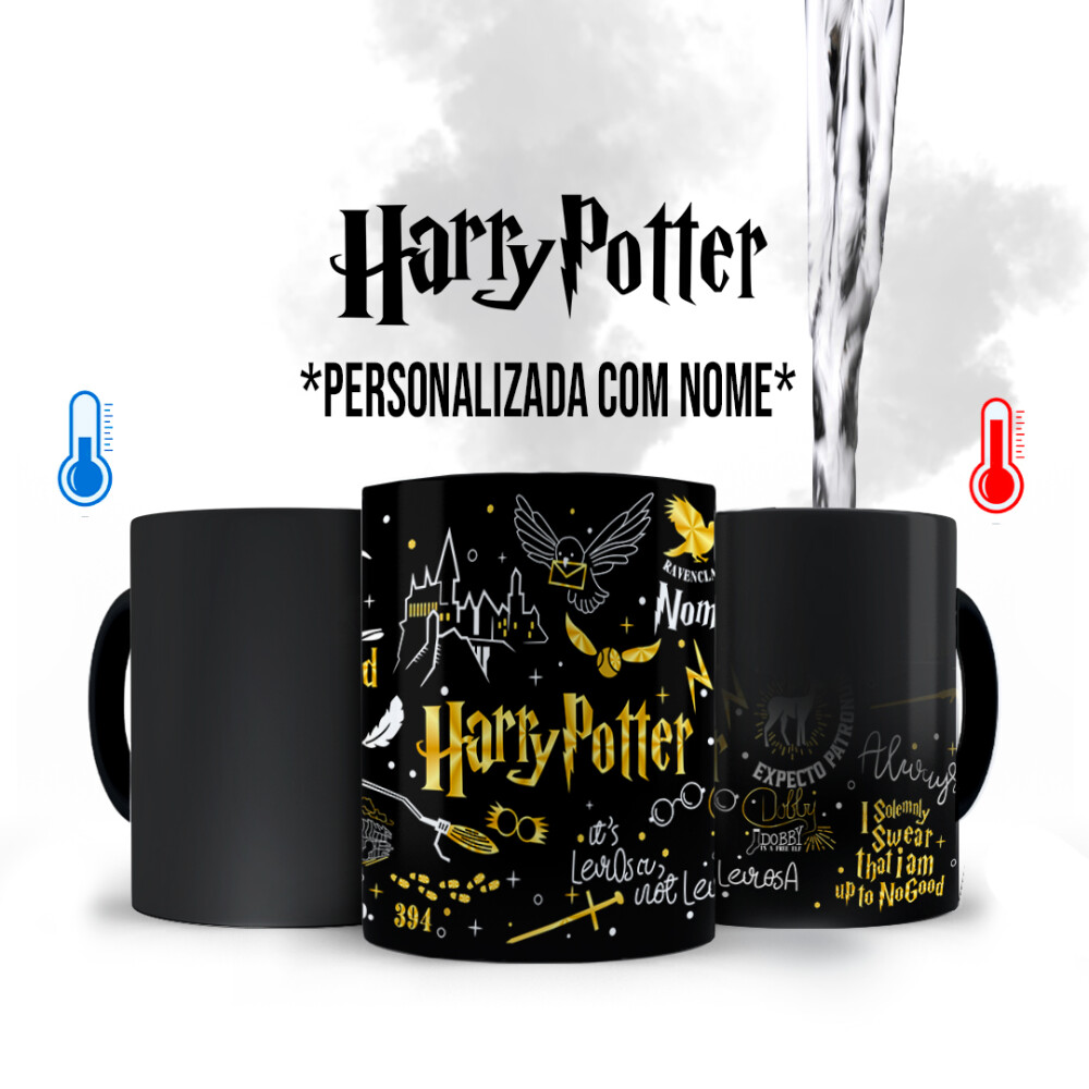 Caneca Mágica Harry Potter Clássica + Kit com Nome Personalizad
