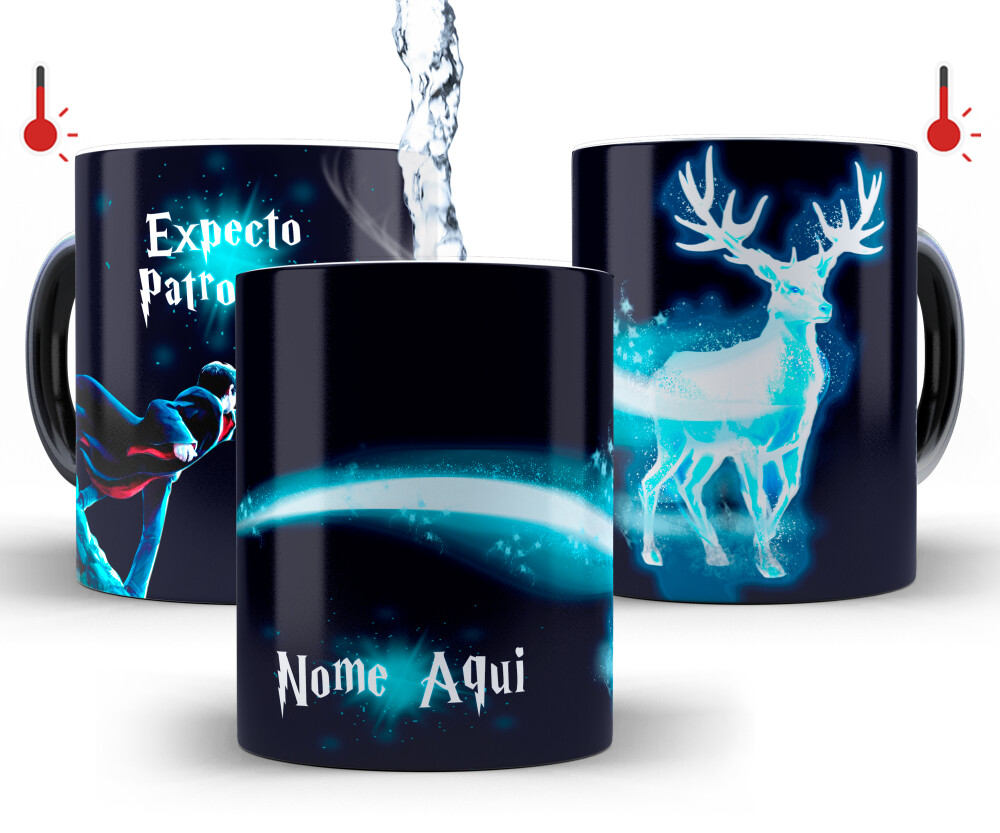 Caneca Mágica Harry Potter Expecto Patronum com Nome Personaliza