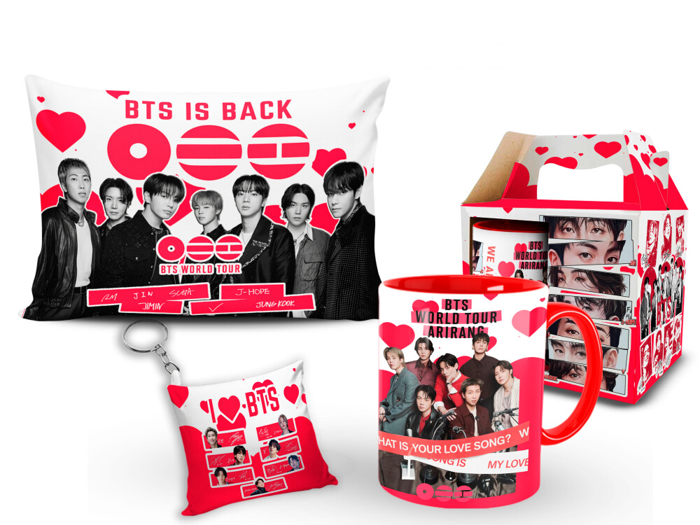 Caneca Kit BTS arirang com Nome Personalizado