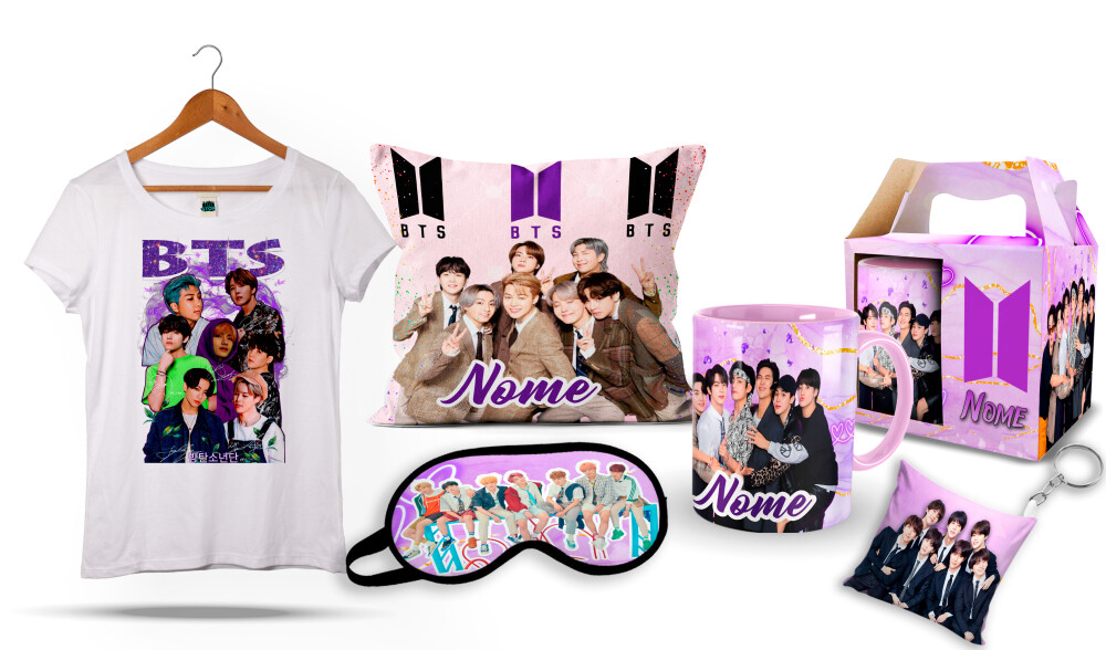 Caneca Mágica BTS + Kit Camiseta BTS KPOP com Nome