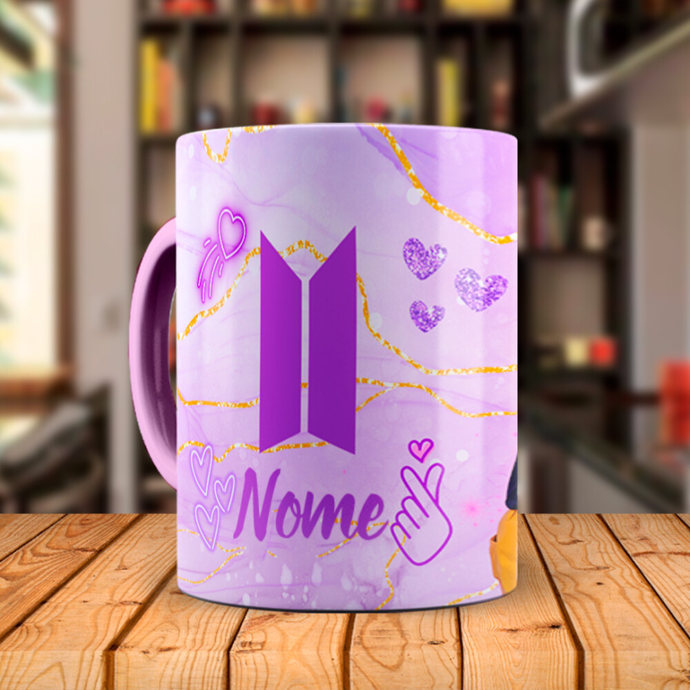 Caneca Mágica BTS + Kit Camiseta BTS KPOP com Nome