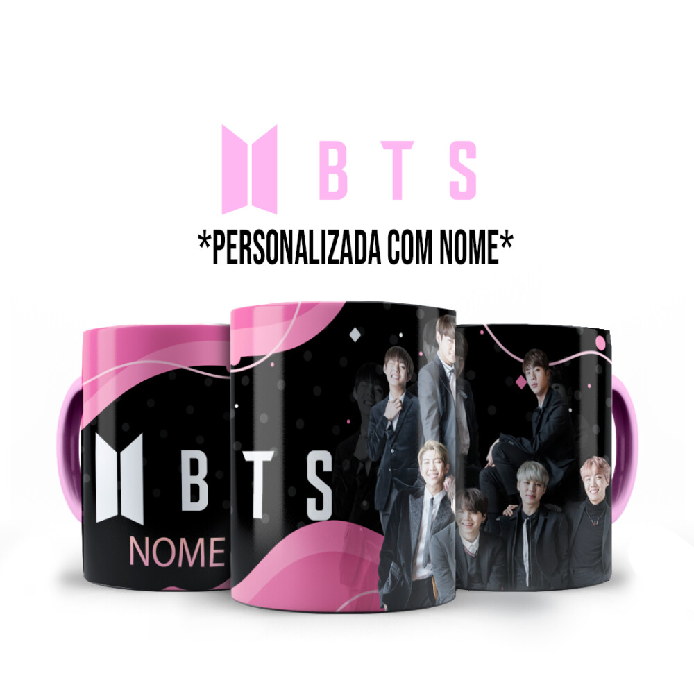 Caneca Mágica Personalizada + Kit Camiseta BTS KPOP com Nome