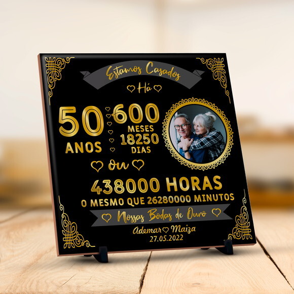 Azulejo Personalizado Presente Bodas de Ouro 50 Anos