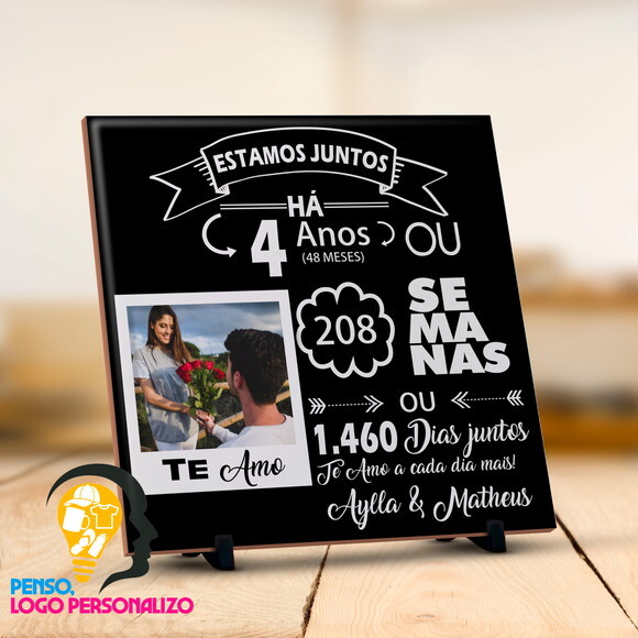 Azulejo Personalizado Presente Namoro Casal com Foto