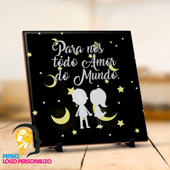 Azulejo Personalizado Presente Namoro Casal com Frase
