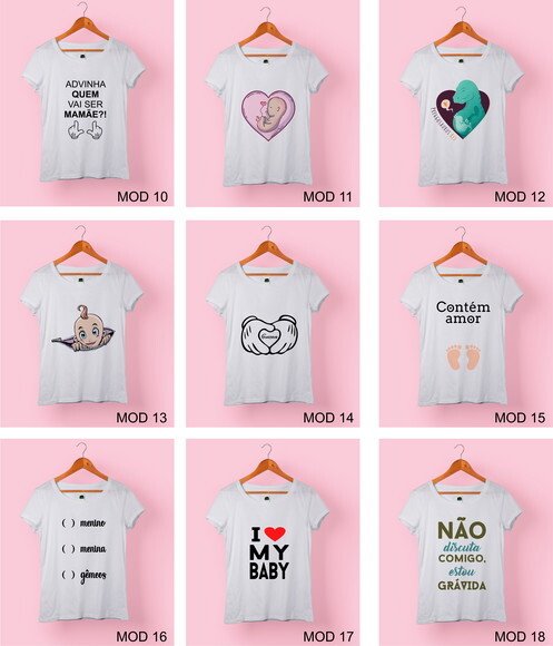 Camiseta Babylook Gestante Grávida Vários Modelos - Mod 015