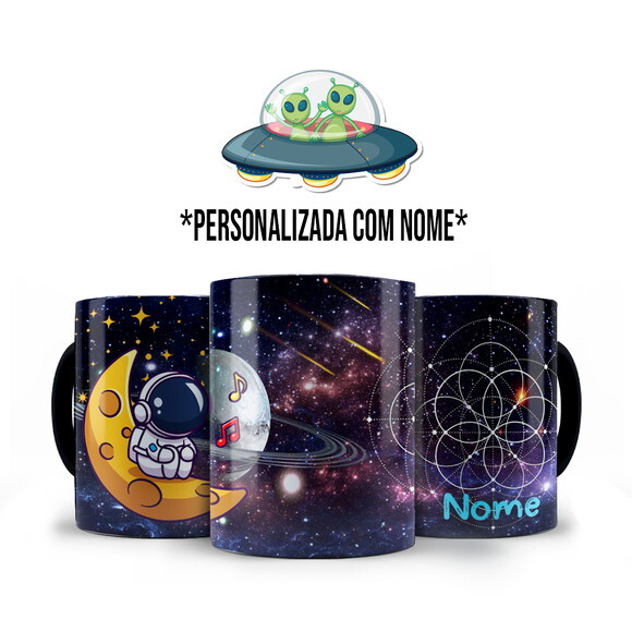 Caneca + Kit Agenda Astronauta Universo com Nome