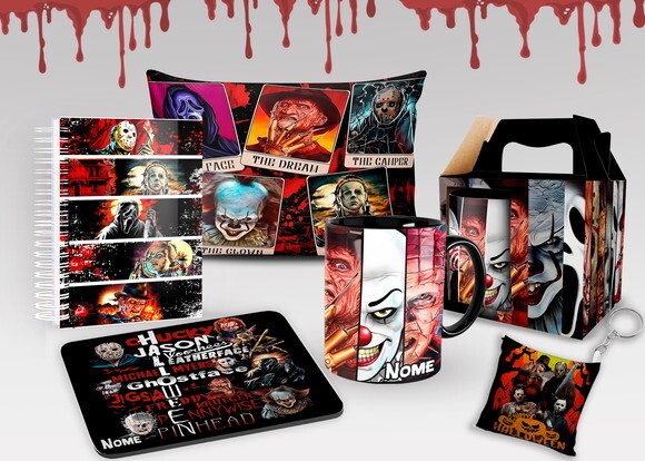 Caneca + Kit Agenda Filme de Terror com Nome