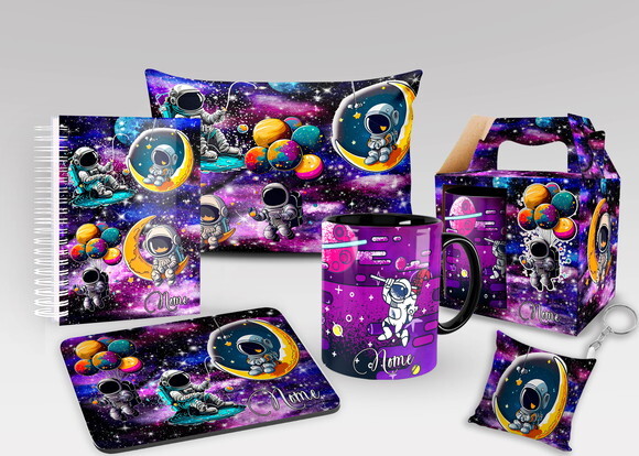 Caneca + Kit Agenda Astronauta Universo com Nome