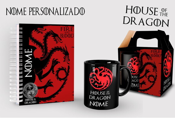 Caneca + Kit Agenda House Of The Dragon Com Nome