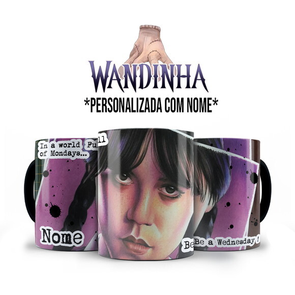 Caneca + Kit Agenda Série Wandinha Nome