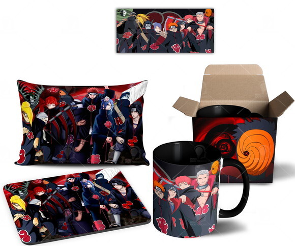 Caneca + Kit Akatsuki Anime Naruto Shippuden - Mod 003