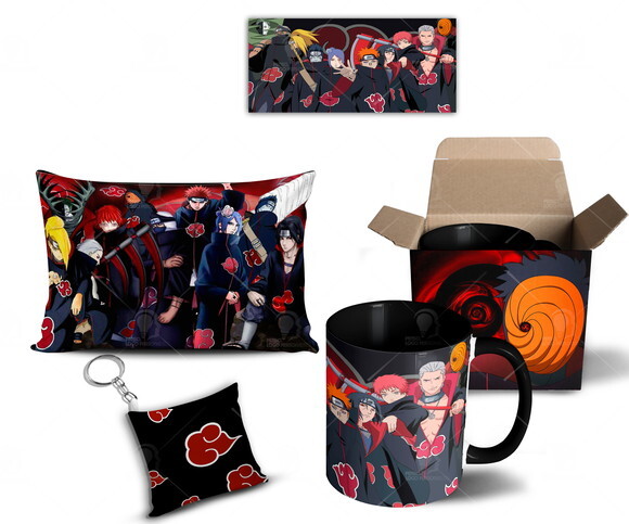 Caneca + Kit Akatsuki Anime Naruto Shippuden - Mod 001