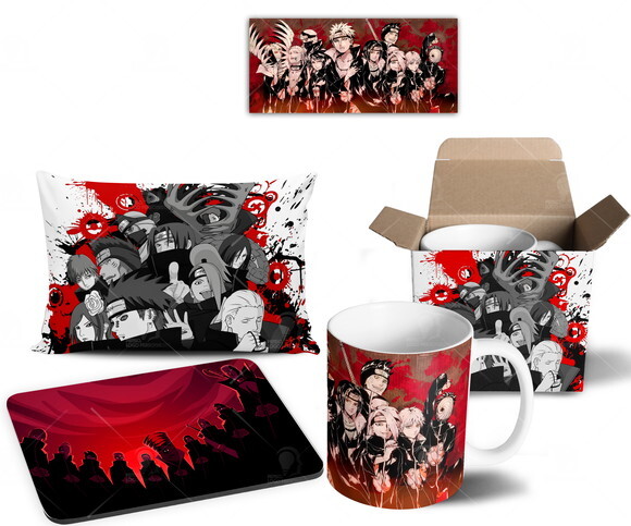 Caneca + Kit Akatsuki Anime Naruto Shippuden - Mod 008