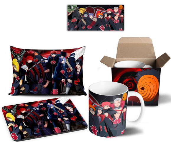 Caneca + Kit Akatsuki Anime Naruto Shippuden - Mod 006