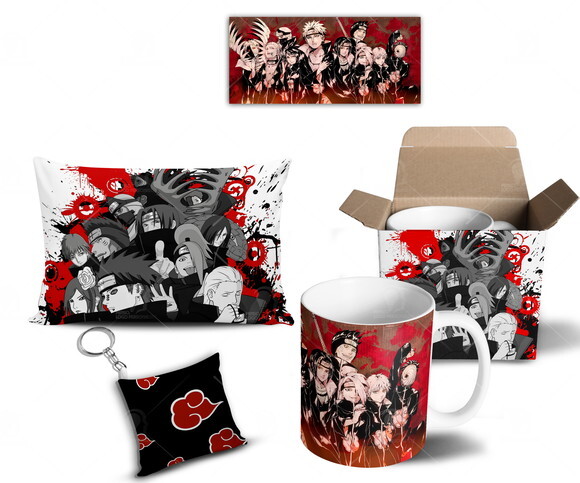 Caneca + Kit Akatsuki Anime Naruto Shippuden - Mod 007