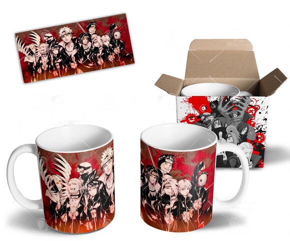 Caneca + Kit Akatsuki Anime Naruto Shippuden - Mod 007