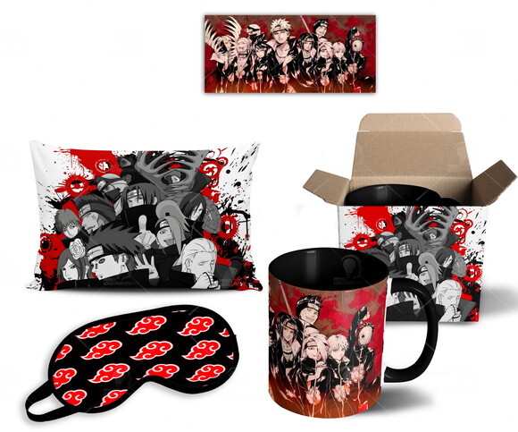 Caneca + Kit Akatsuki Anime Naruto Shippuden - Mod 012