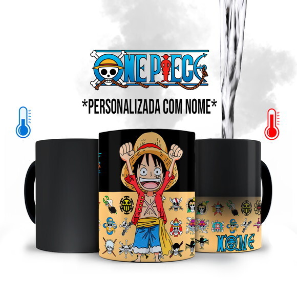 Caneca + Kit Chinelo One Piece Luffy com Nome Personalizado