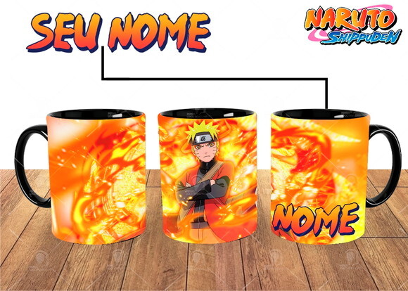 Caneca + Kit com Chinelo Naruto Shippuden com Nome
