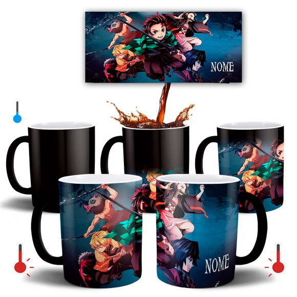 Caneca + Kit com Chinelo Tanjiro Demon slayer com Nome