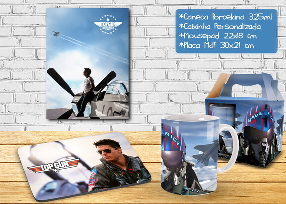 Caneca + Kit Filme Top Gun Maverick Tom Cruise com Nome