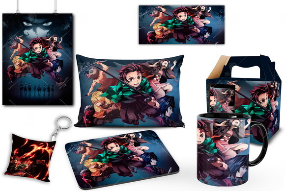 Caneca + Kit Geek Demon Slayer Kimetsu No Yaiba - Mod 001