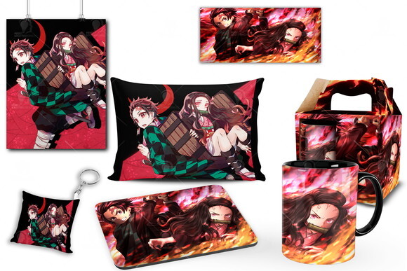 Caneca + Kit Geek Demon Slayer Kimetsu No Yaiba - Mod 003