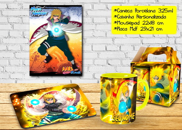 Caneca + Kit Geek Minato Namikaze Naruto com nome