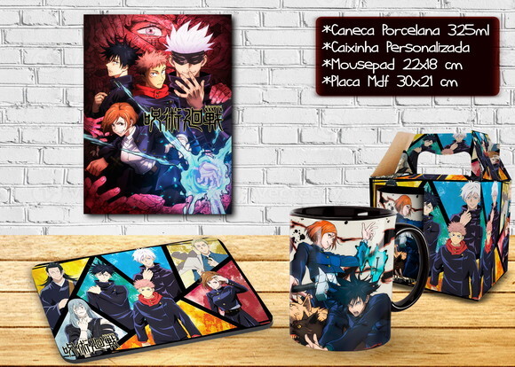 Caneca + Kit Geek Jujutsu kaisen com nome