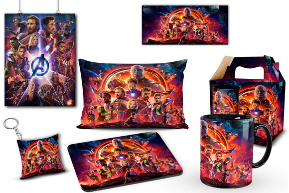 Caneca + Kit Geek Vingadores Avengers Guerra Infinita Mod 01
