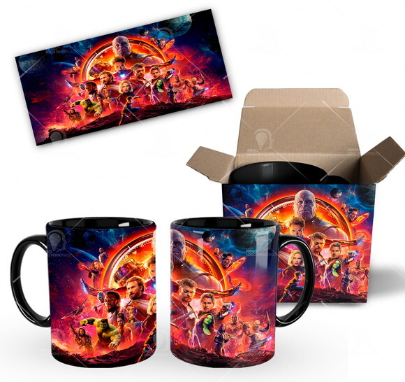Caneca + Kit Geek Vingadores Avengers Guerra Infinita Mod 01