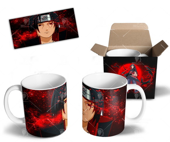 Caneca + Kit Itachi Uchiha Anime Naruto Shippuden - Mod 006