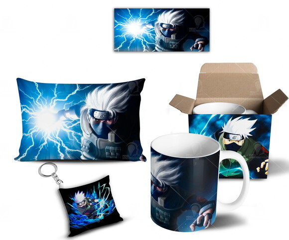 Caneca + Kit Kakashi Anime Naruto Shippuden - Mod 001