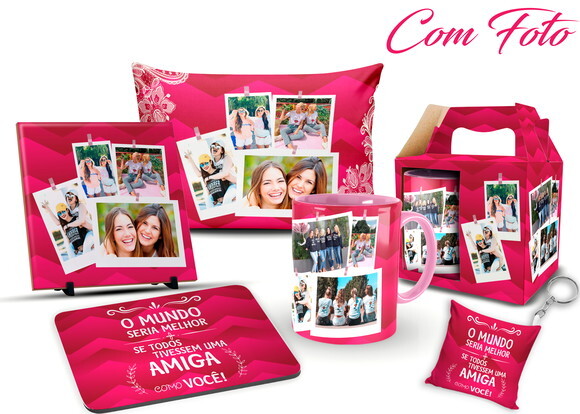 Caneca + Kit Melhor Amiga Amizade com Fotos Mod 01
