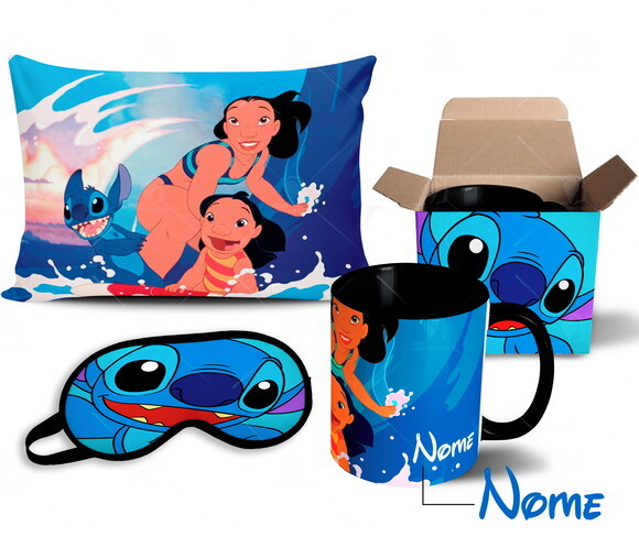 Caneca + Kit Lilo e Stitch com Nome - Mod 006