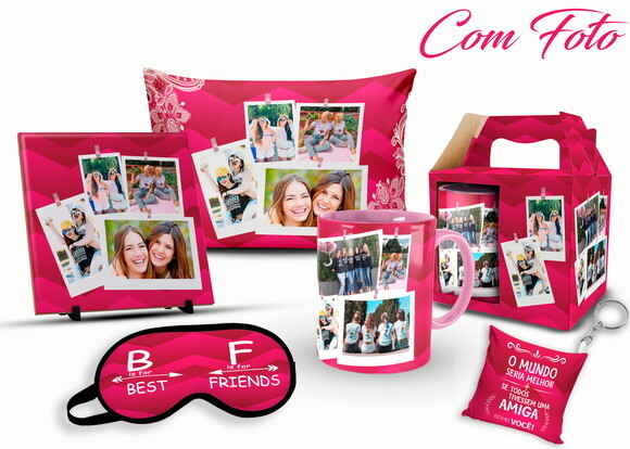 Caneca + Kit Melhor Amiga Amizade com Fotos Mod 02