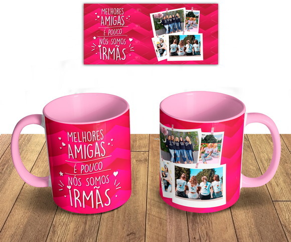 Caneca + Kit Melhor Amiga Amizade com Fotos Mod 02