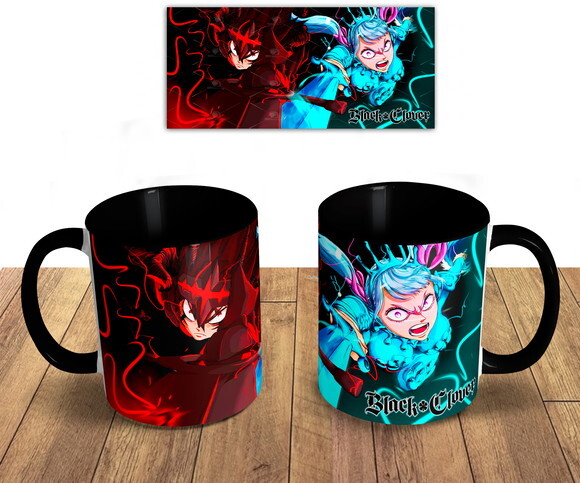 Caneca + Kit Personalizado Asta e Noelle Black Clover Md02