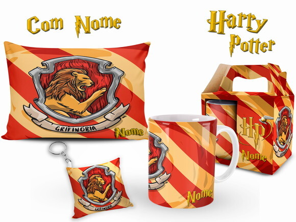 Caneca + Kit Personalizado Harry Potter Grifinória com Nome