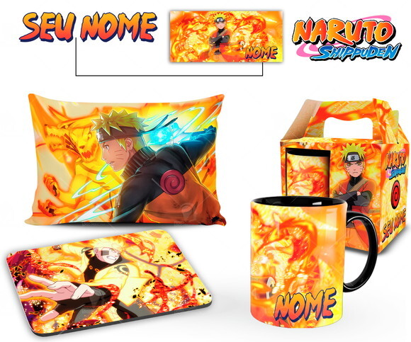 Caneca + Kit Personalizado Naruto Shippuden com Nome