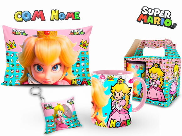Caneca + Kit Personalizado Princesa Peach com Nome
