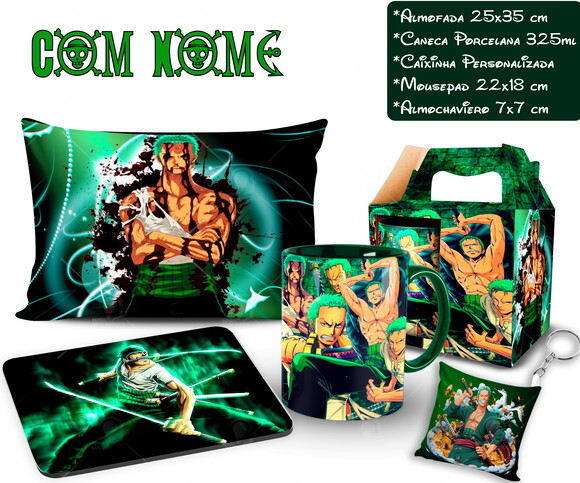 Caneca + Kit Personalizado Roronoa Zoro One Piece - Mod-001