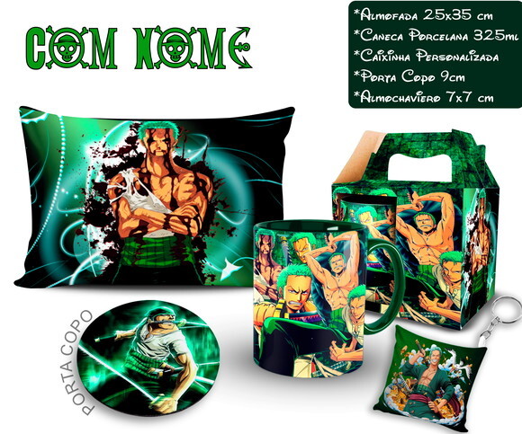 Caneca + Kit Personalizado Roronoa Zoro One Piece - Mod-003