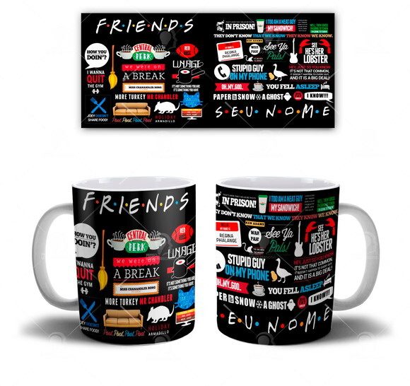 Caneca + Kit Personalizado Série Friends com Nome - Mod 002